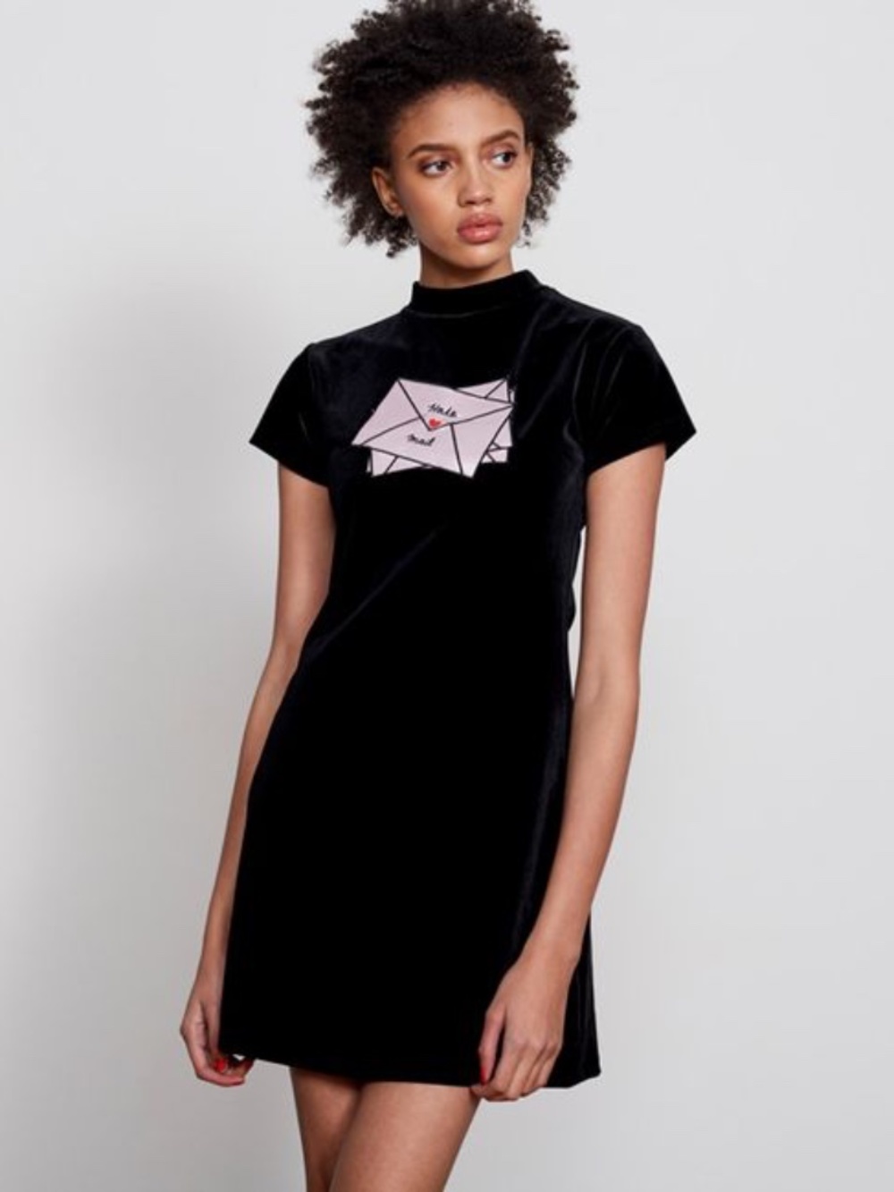 Lazy Oaf Dress Size Small - Hate Mail Velvet Black